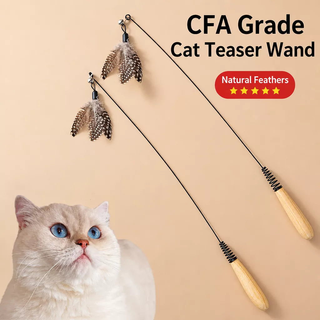 Cat Wand Toy with Feather Replacement Heads