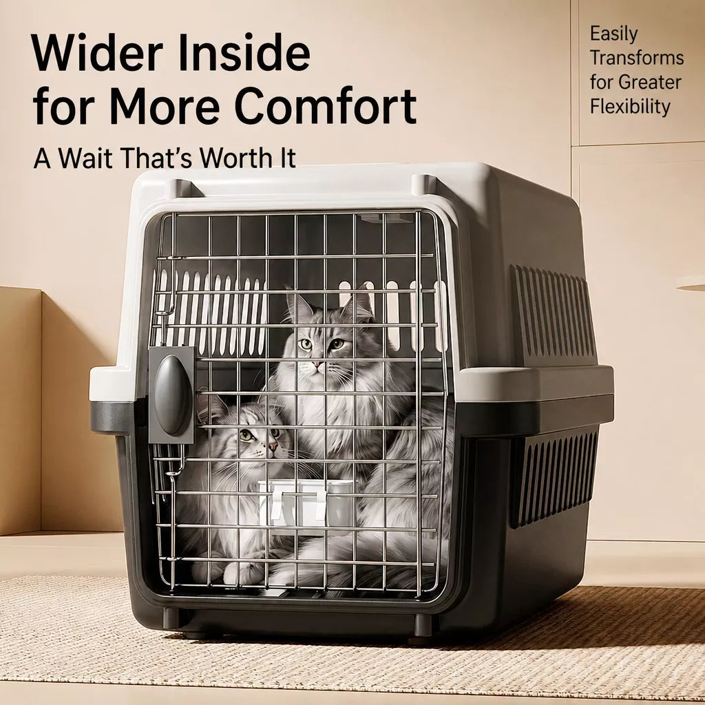 Pet Airline Travel Carrier with Hanging Bowl for Cats and Small Dogs