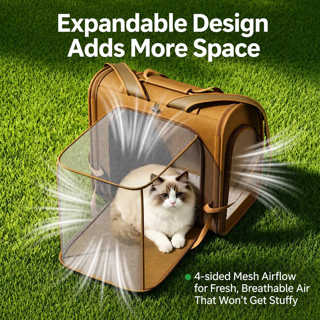 Expandable Cat Carrier Backpack with Ventilation