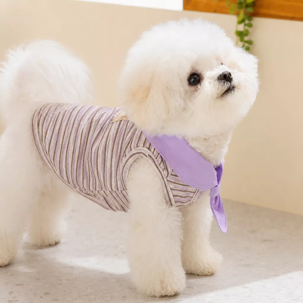Striped Polo-Style Harness Vest for Small Dogs