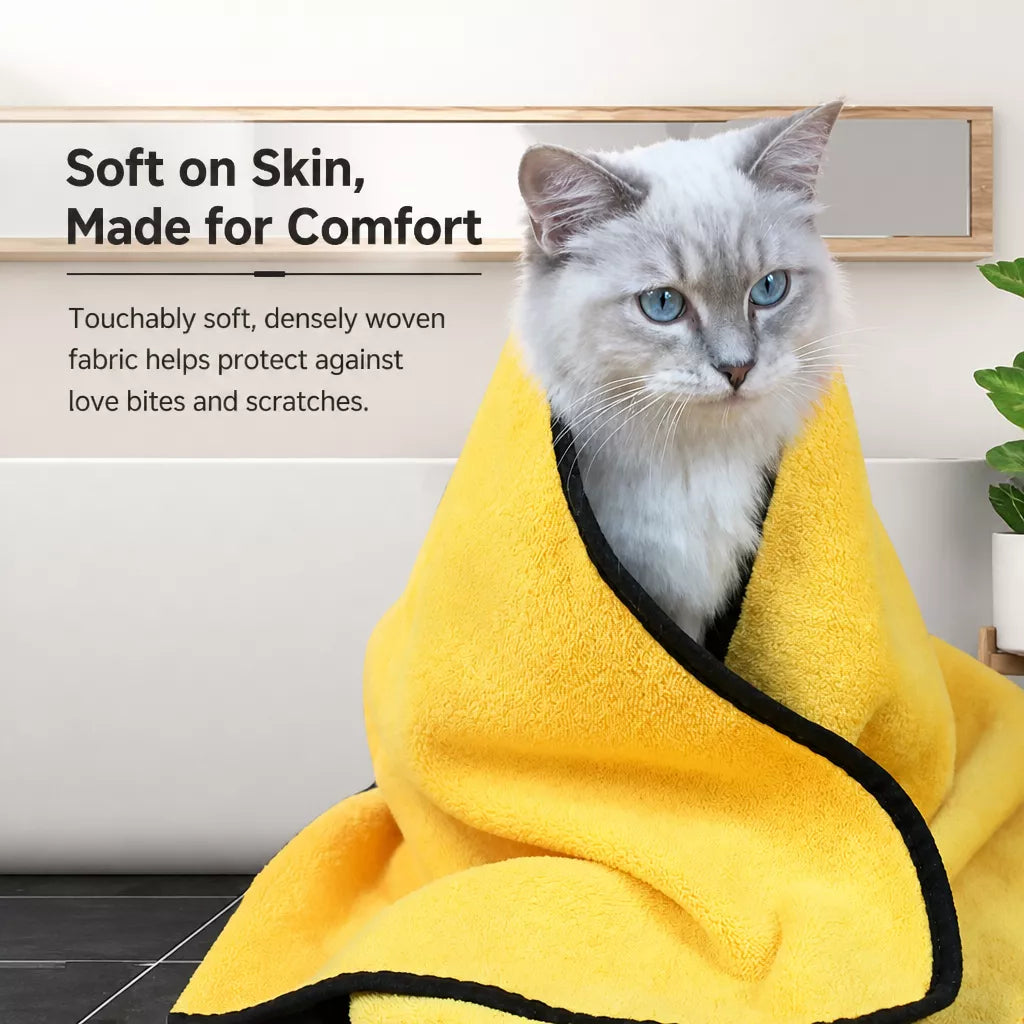 Quick-Dry Polyester Pet Bath Towel for Dogs & Cats