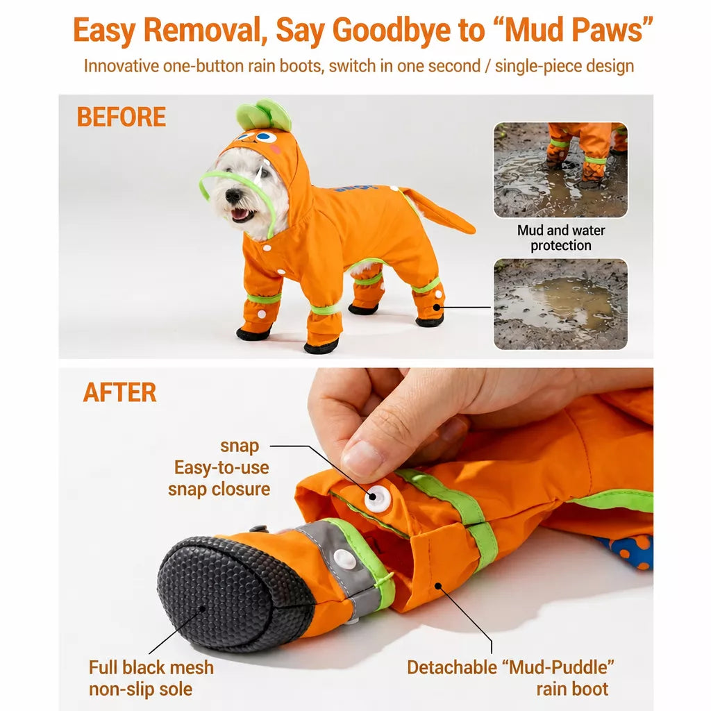 Four-Leg Raincoat for Small Dogs