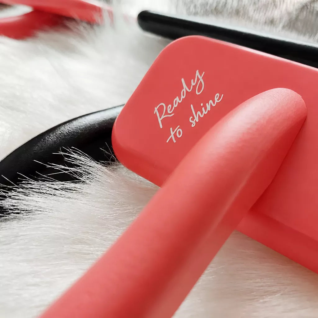 Cushion-Backed Wood-Handle Pin Brush for Cats and Dogs