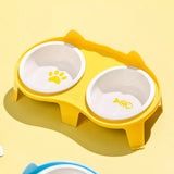 Elevated Double-Bowl Ceramic Cat Feeding Set