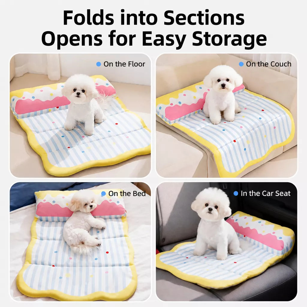 Foldable Cotton Pet Bed with Bolster Sides for Dogs and Cats