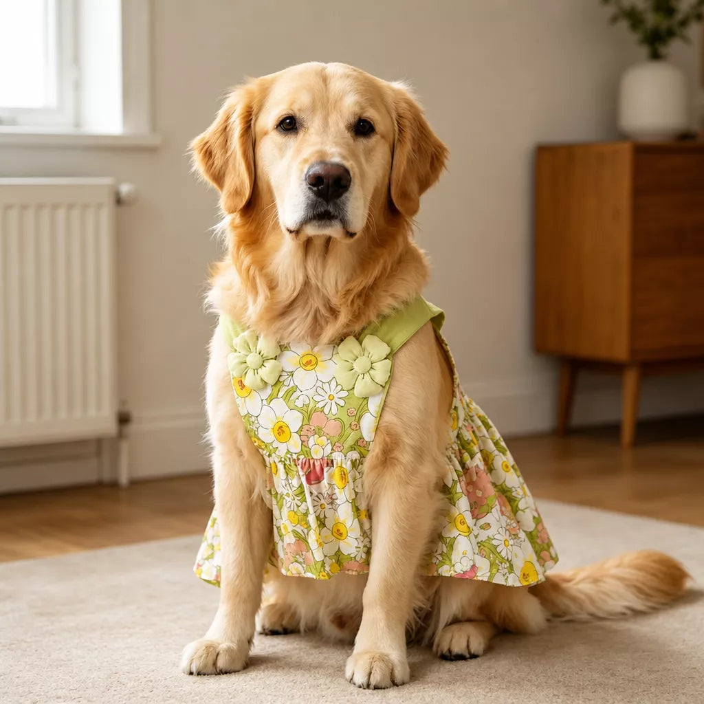 Summer Dog Dress with Shoulder Straps for Medium to Large Dogs