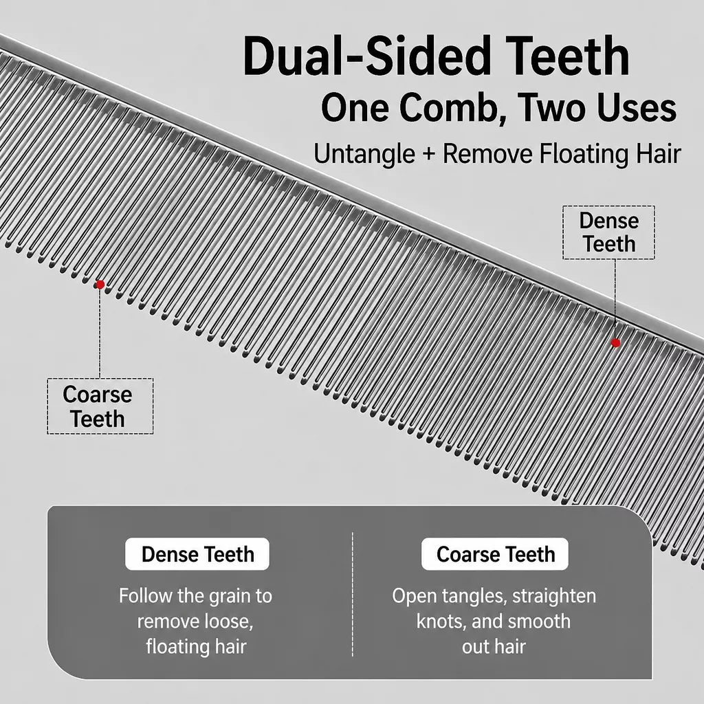 Fine-Tooth Pet Grooming Comb for Long-Haired Cats and Dogs
