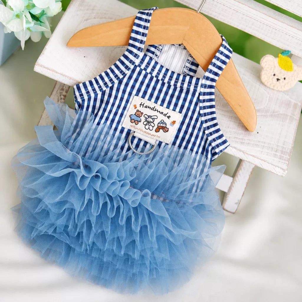 Blue Striped Mesh Dress for Dogs & Cats