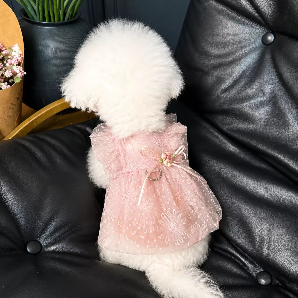 Pet Princess Dress with Leash Ring for Small Dogs and Cats