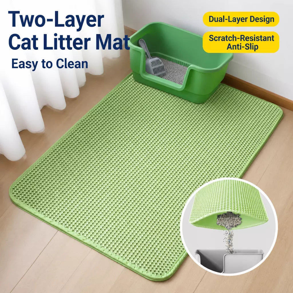 Double-Layer Cat Litter Mat with Cut-to-Fit Design
