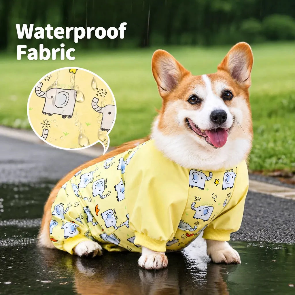 Waterproof Four-Leg Dog Raincoat with Belly Coverage