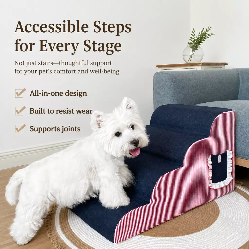 Pet Stairs for Small Dogs with Removable, Washable Design