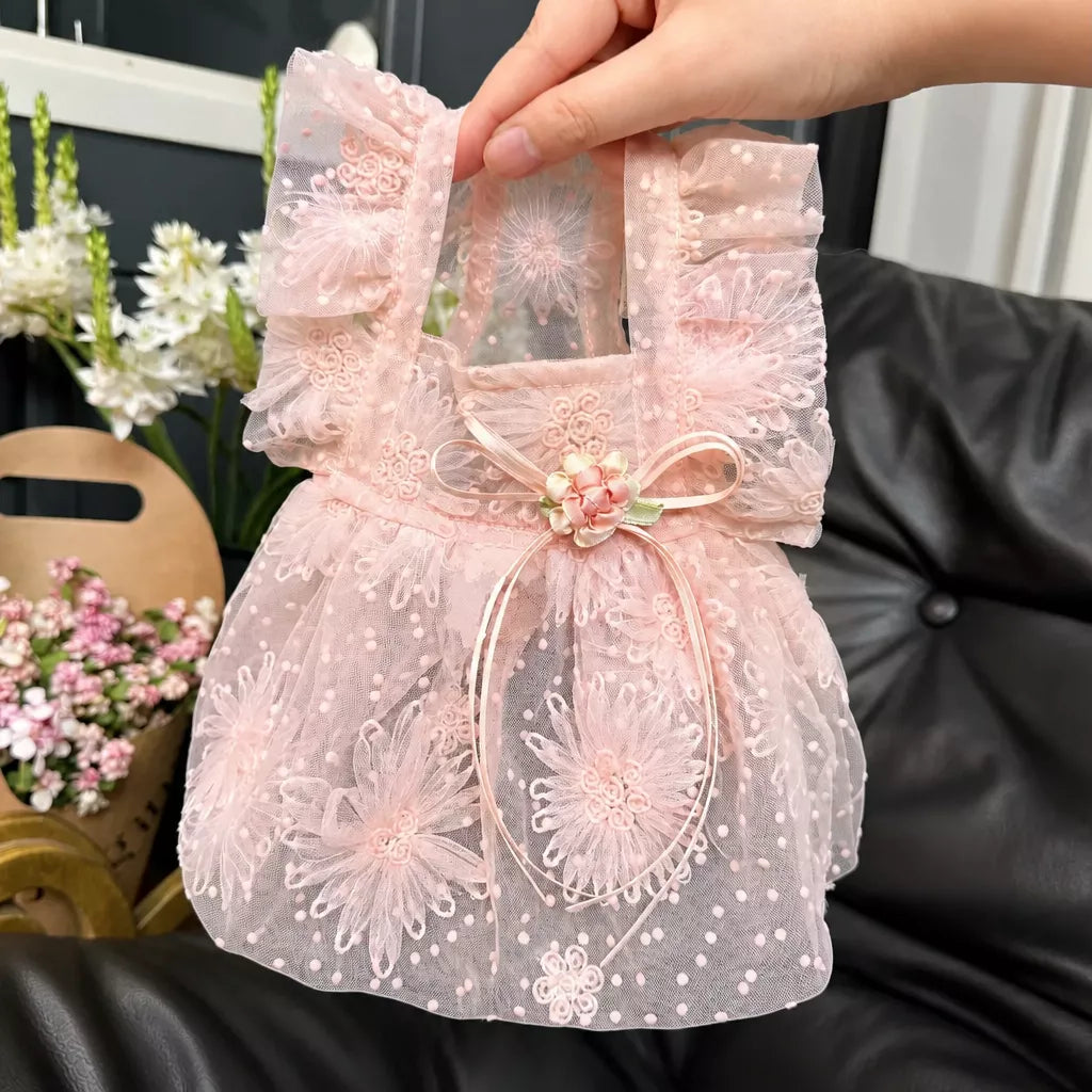 Pet Princess Dress with Leash Ring for Small Dogs and Cats
