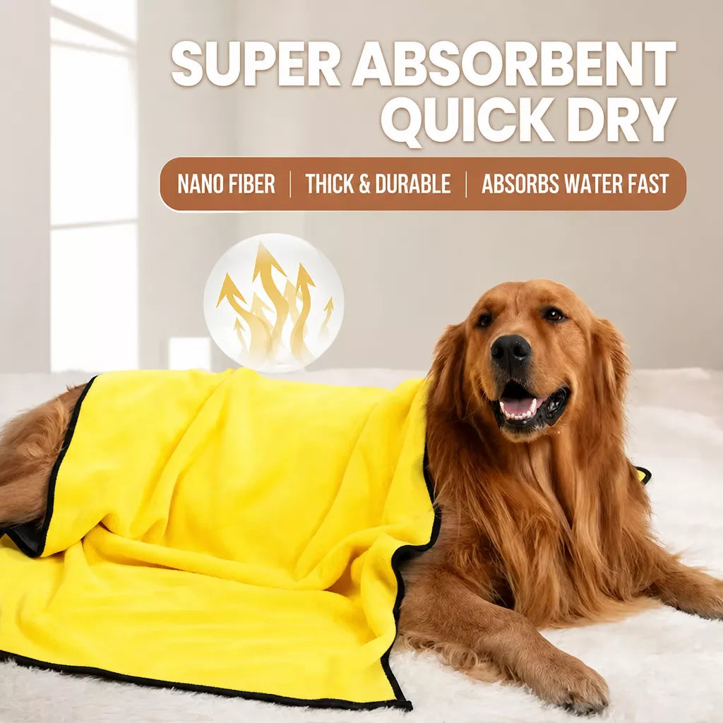 Quick-Dry Polyester Pet Bath Towel for Dogs & Cats