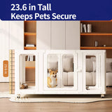 Movable Indoor Pet Playpen with Door and Casters