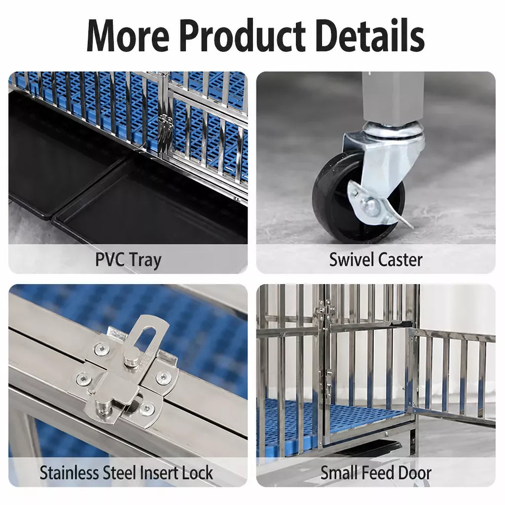 Stainless Steel Dog Crate with Tray