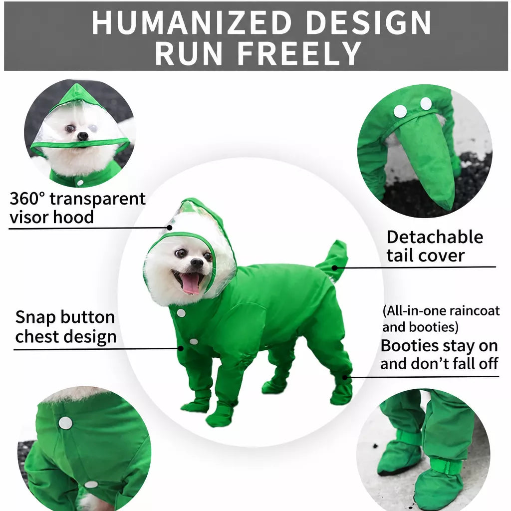 Four-Leg Waterproof Raincoat for Small Dogs