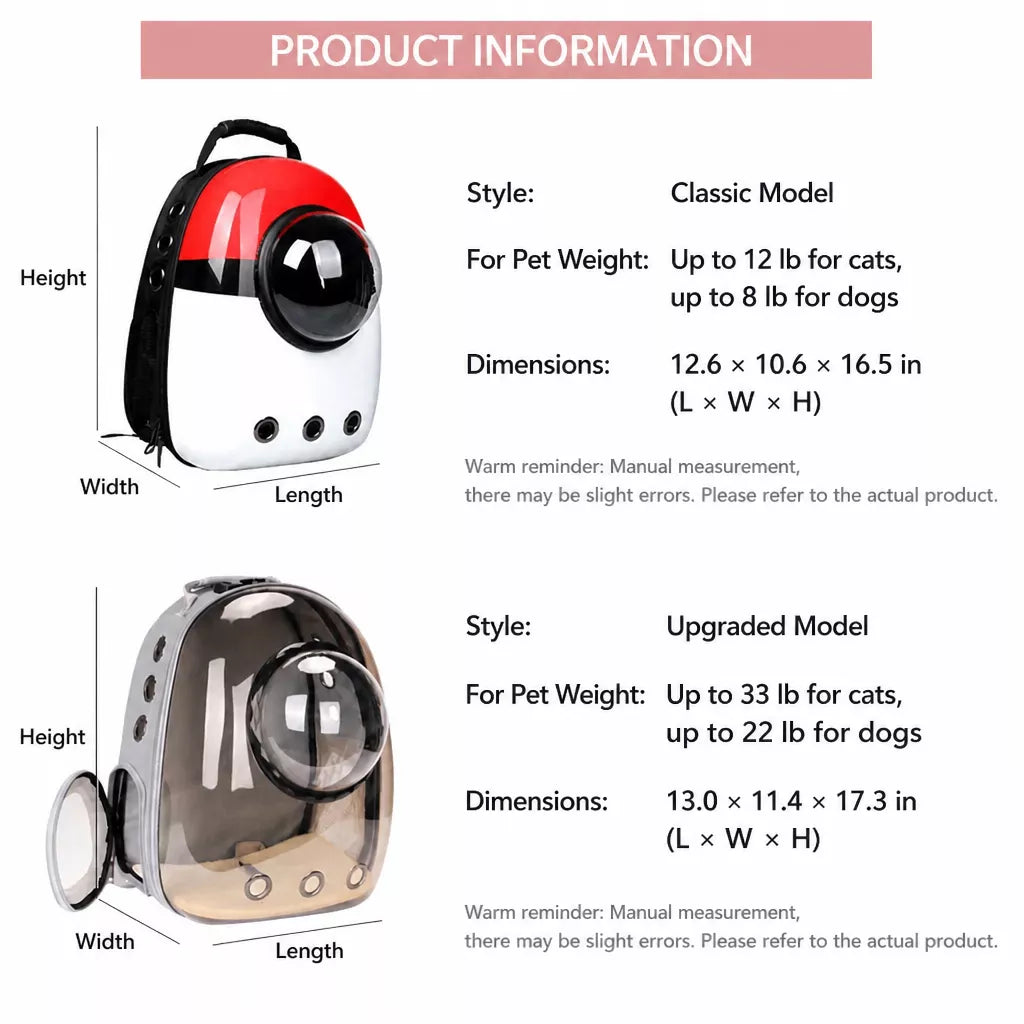 Pet Backpack Carrier for Cats and Dogs