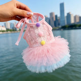 Lace Pet Dress with Gradient Full Skirt for Small Dogs and Cats