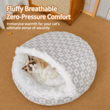 Enclosed Plush Pet Bed for Cats and Small Dogs