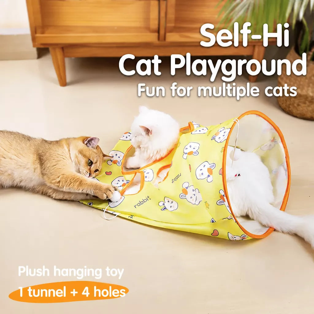 Foldable Oxford Cloth Cat Tunnel Toy with Crinkle Sound