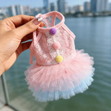 Lace Pet Dress with Gradient Full Skirt for Small Dogs and Cats