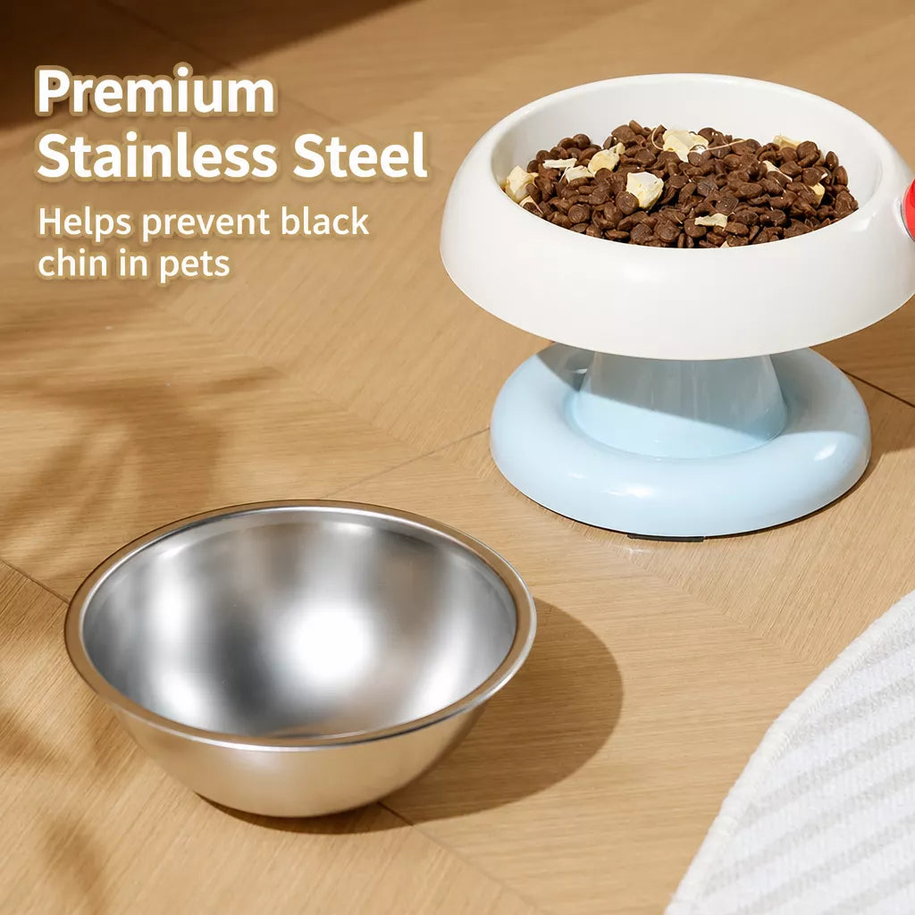 Pet Food & Water Bowl with Low-Profile Non-Slip Base