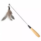 Detachable Feather Wand Cat Toy with Wooden Handle