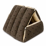 Semi-Enclosed Corduroy Pet Tent Bed for Cats & Dogs