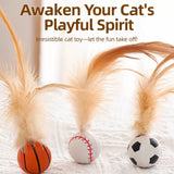 Cat Ball Toy with Feather Details
