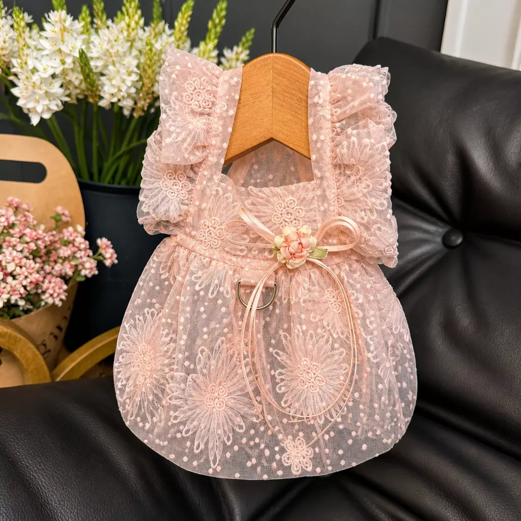 Pet Princess Dress with Leash Ring for Small Dogs and Cats