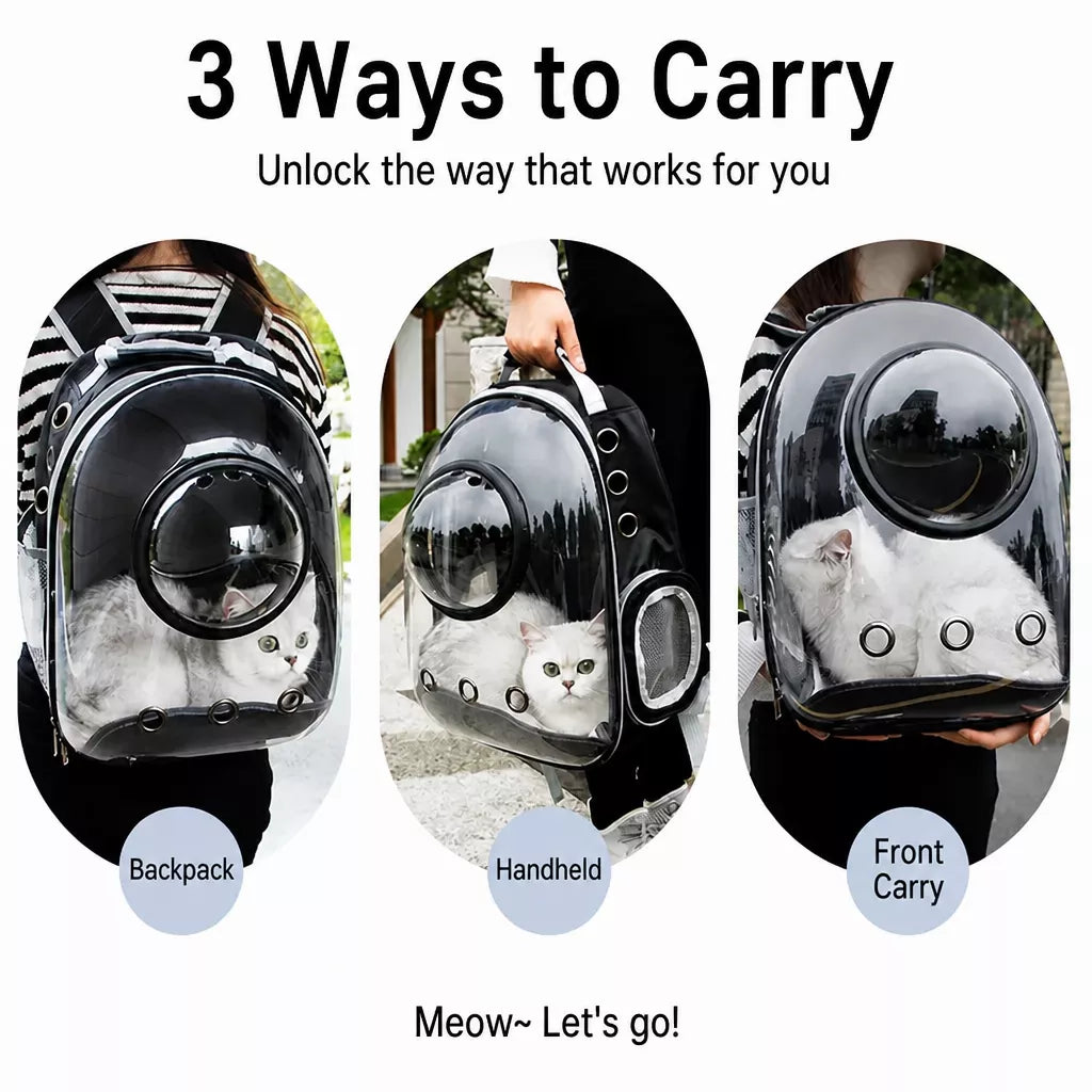 Cat Backpack Carrier with Panoramic Window and Side Vents
