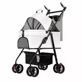 Foldable Pet Stroller with Removable Carrier and Tray