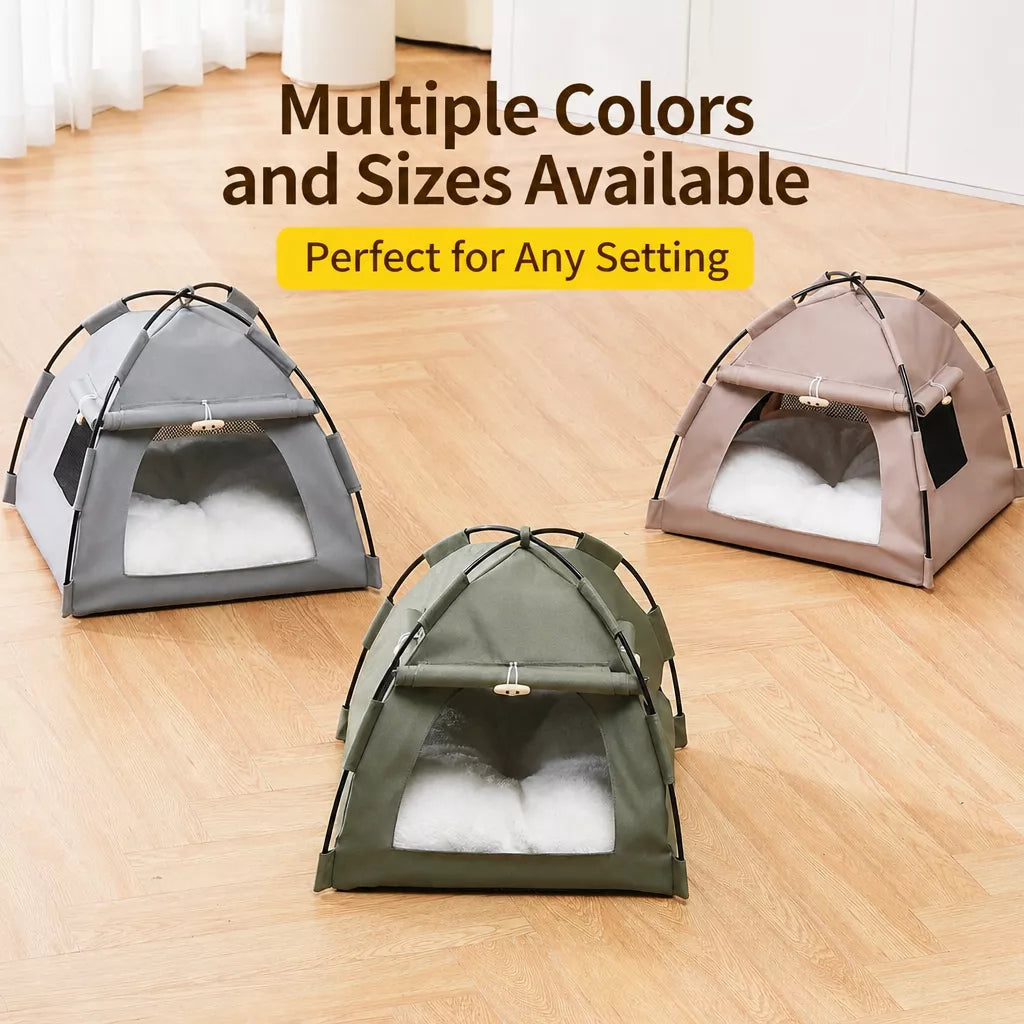 Semi-Enclosed Pet Tent Bed with Window for Small Dogs and Cats