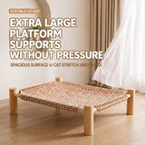 Elevated Linen Pet Bed with Solid Wood Frame