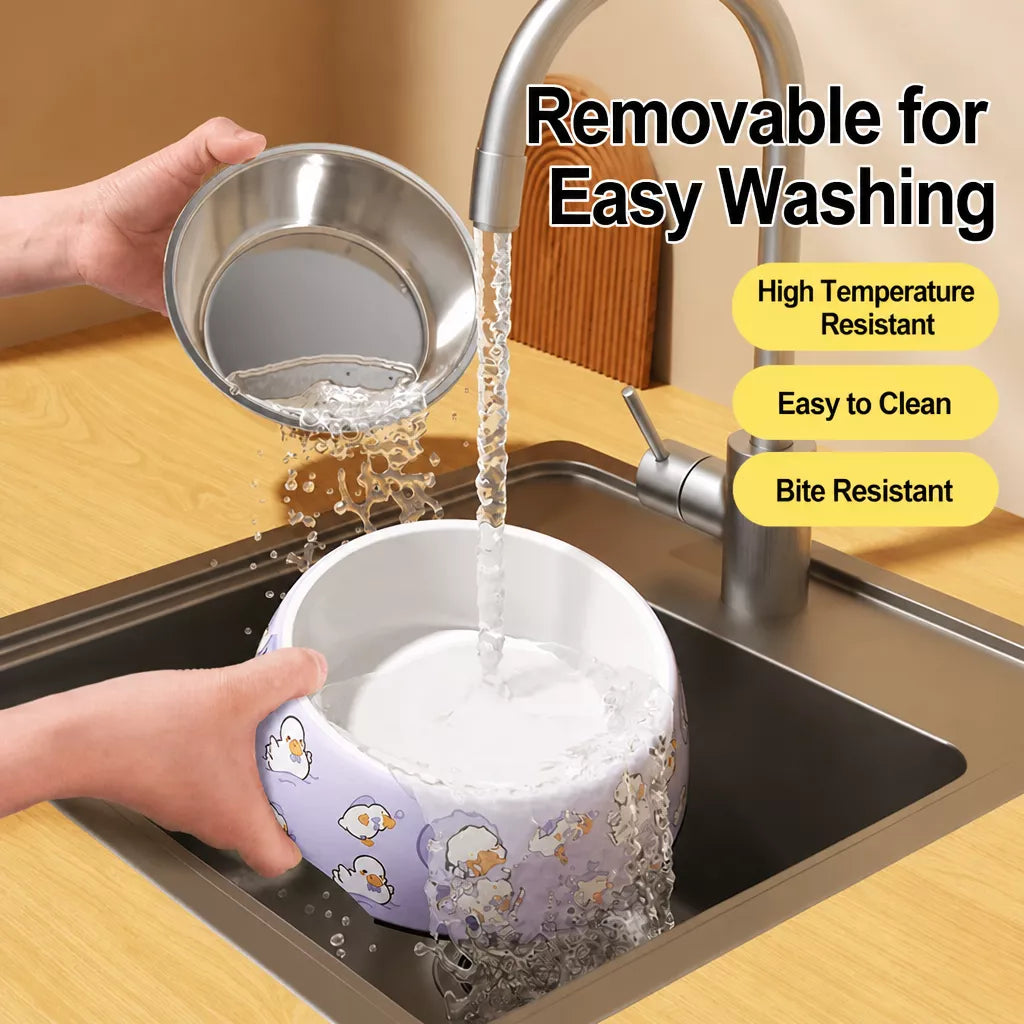 Tip-Resistant Stainless Steel Pet Bowl for Dogs and Cats