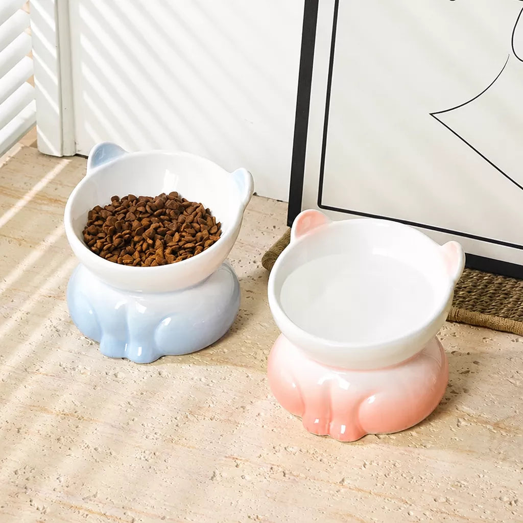 Elevated Ceramic Cat Bowl
