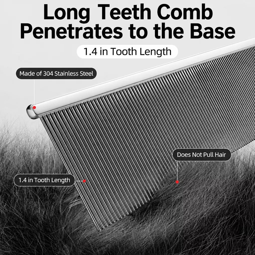 Fine-Tooth Pet Grooming Comb for Long-Haired Cats and Dogs