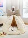 Cozy Semi-Enclosed Pet Cave House – All-Season Calming Teepee Bed for Cats & Small Dogs