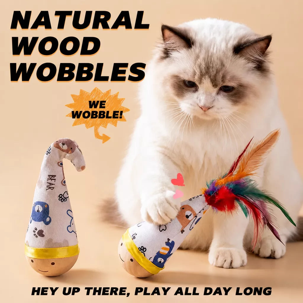 Interactive Wobble Feather Cat Toy for Batting and Pouncing