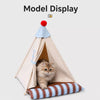Semi-Enclosed All-Season Cotton-Linen Pet Bed for Cats and Small Dogs