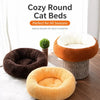Round Faux Plush Pet Bed for Cats and Dogs Up to 38 lb