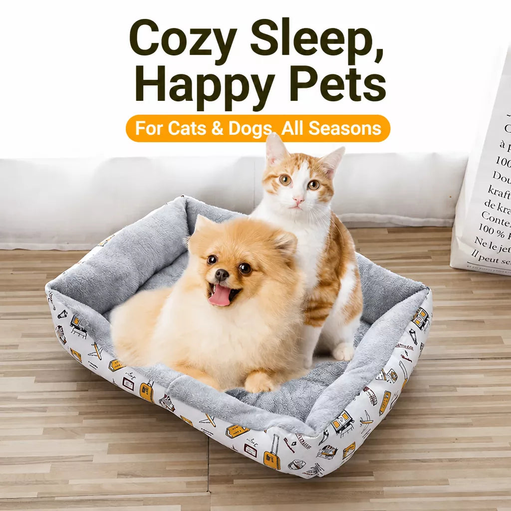 Rectangular Padded Pet Bed for Dogs and Cats