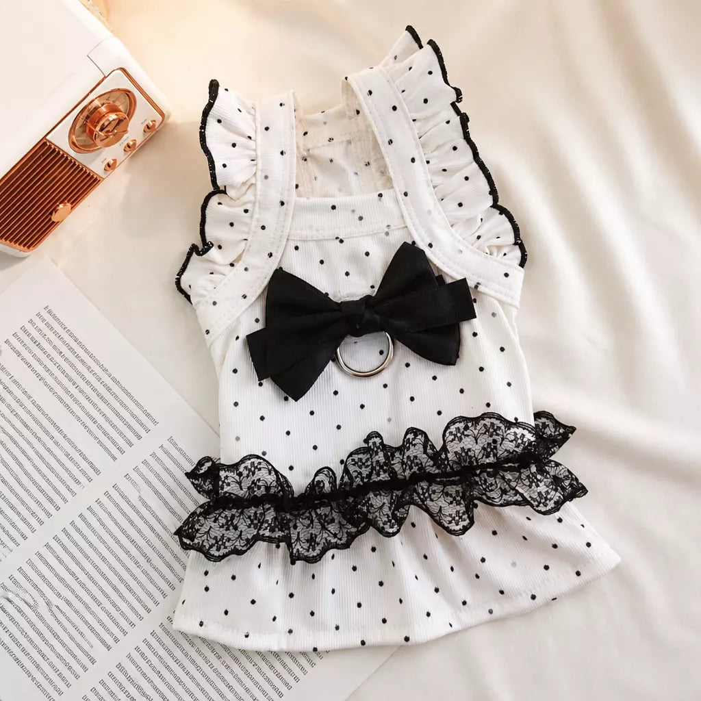 Polka Dot Flutter-Sleeve Pet Dress for Cats & Small Dogs