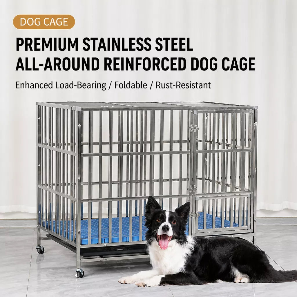 Stainless Steel Dog Crate with Tray