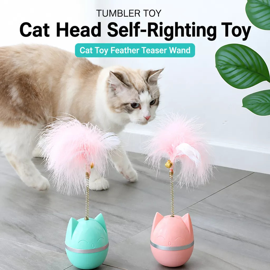 Cat Wobble Toy with Feather and Bell