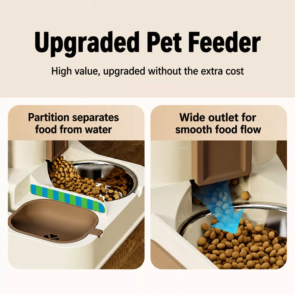 Two-Bowl Pet Feeding Set for Cats and Dogs