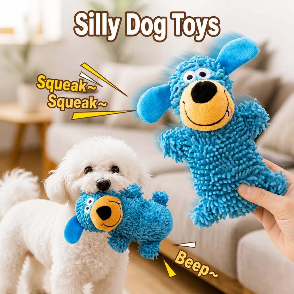 Squeaky Fleece Mop Dog Toy