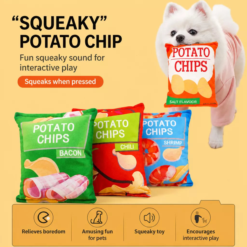 Potato Chip Plush Squeaky Toy for Dogs & Cats