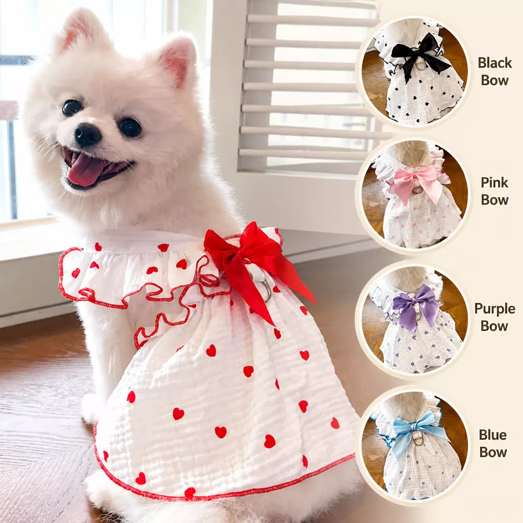Cotton Bow Dress for Small Dogs and Cats